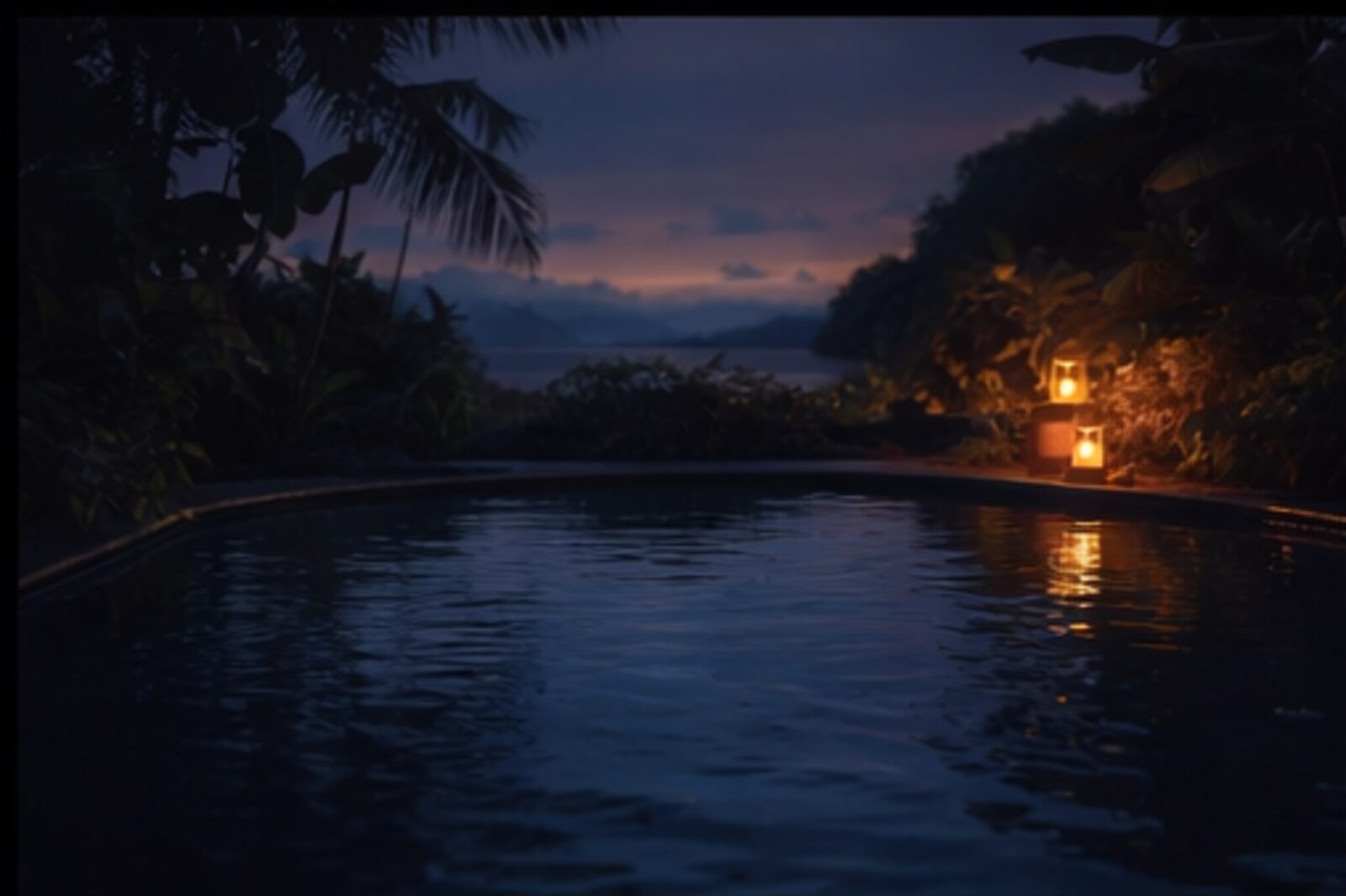 Warm water pool at blue hour on the North Shore of Kauaʻi
